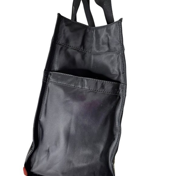 Tory Burch Ella Nylon Tote Black Patent Trim Large Logo Bag - Picture 7 of 10